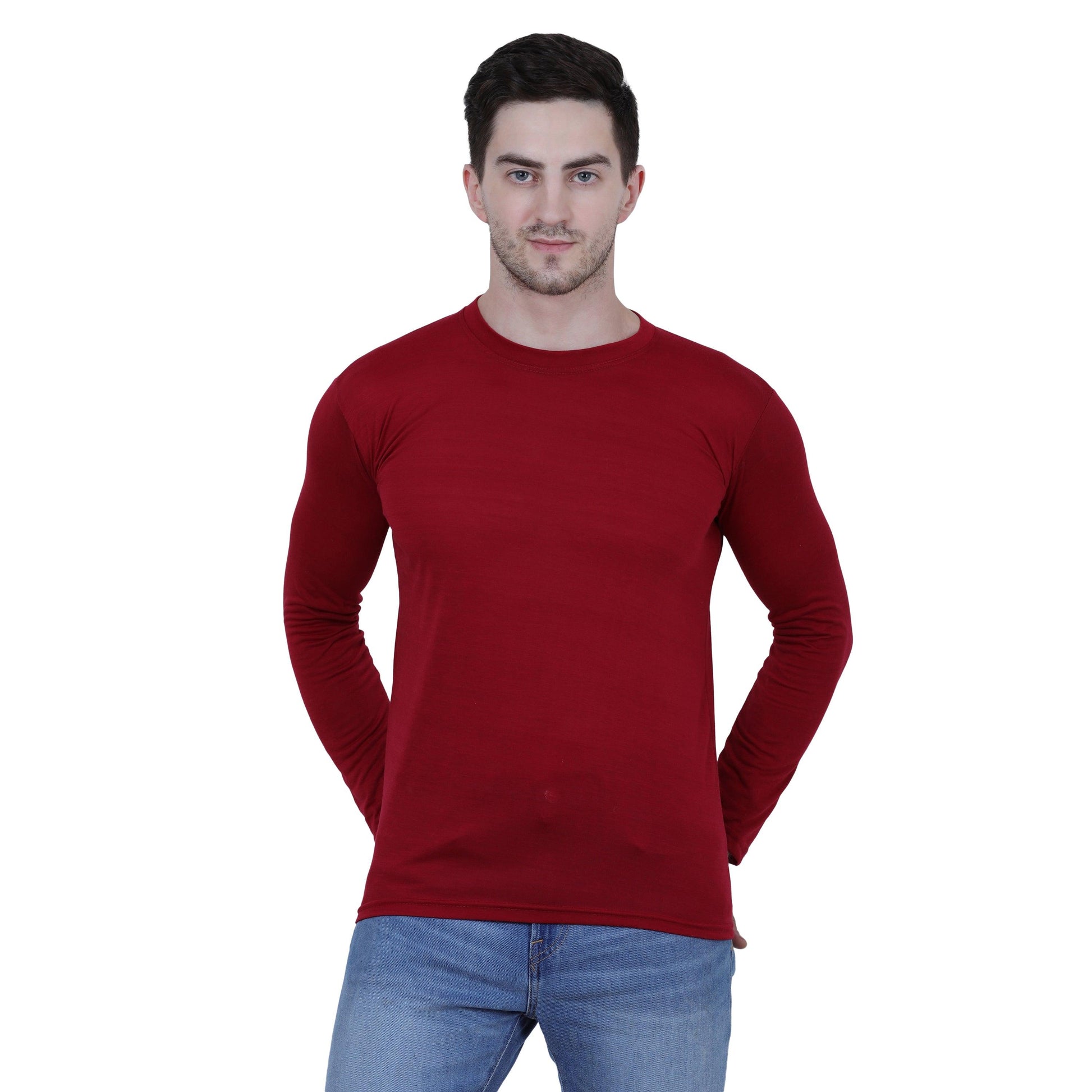 Men's Cotton Round Neck Full Sleeves Stylish Tshirt (Pack of 3) - Super Kart